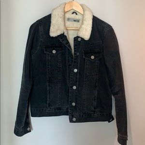 Topshop Shearling Lined Denim Jacket